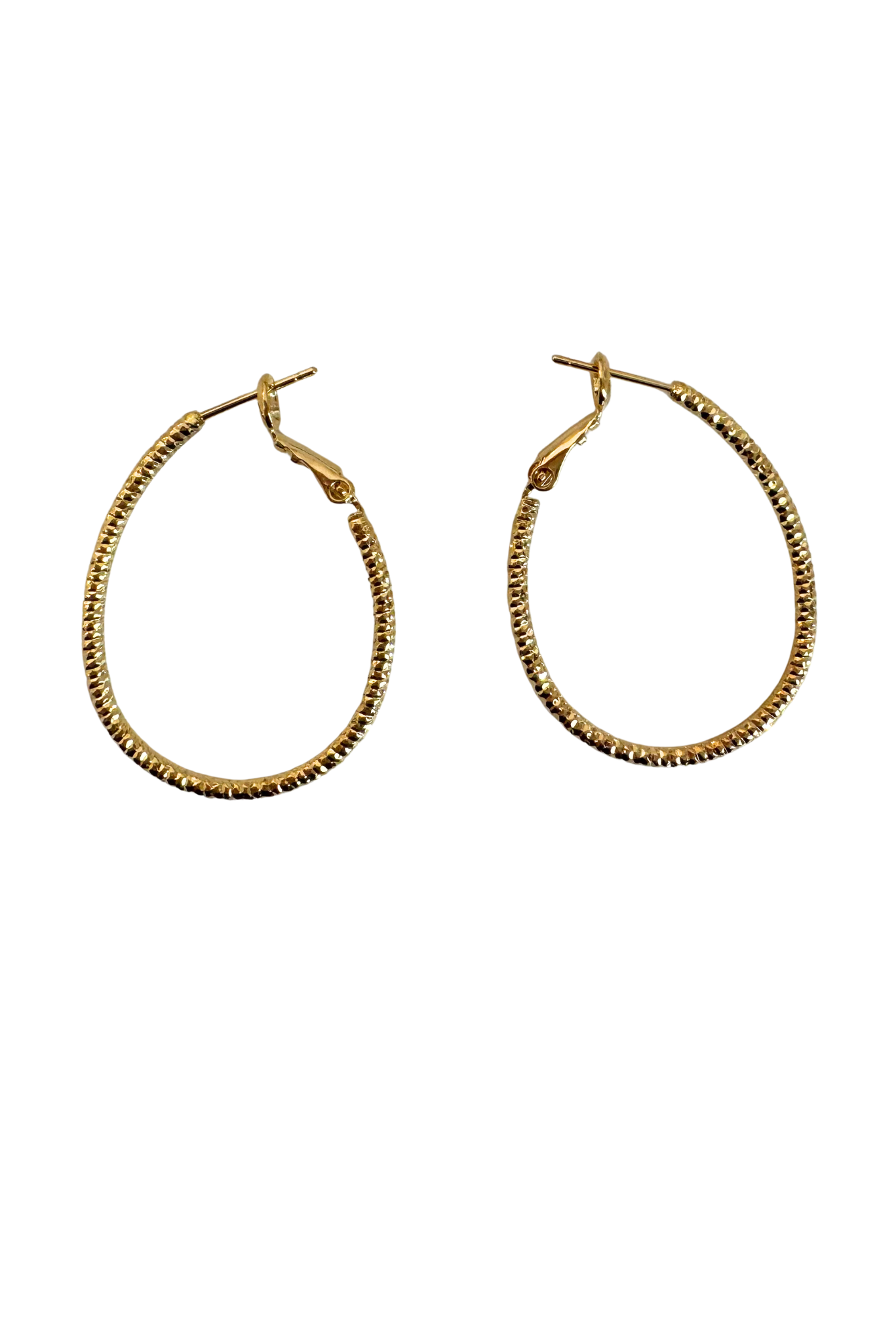 Gold Shimmer Oval Medium Hoop Earrings