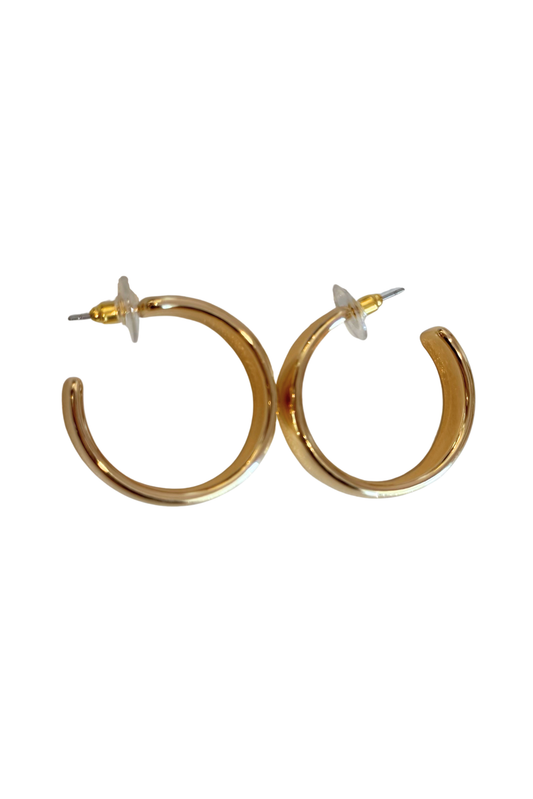 Gold Flat Medium Hoop Earrings
