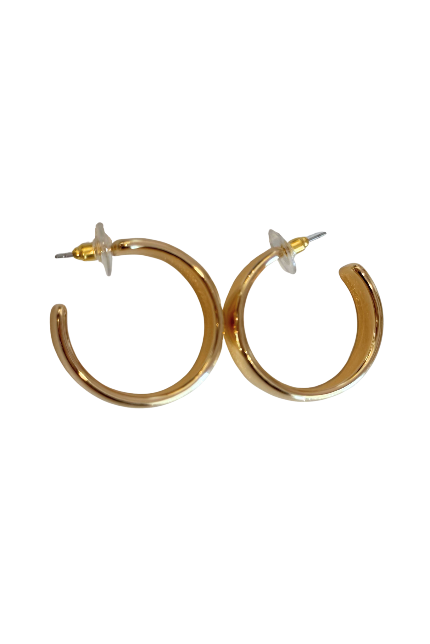 Gold Flat Medium Hoop Earrings