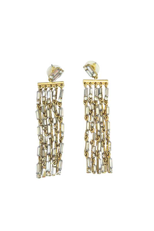 Gold Chainlink Crystal Drop Earrings