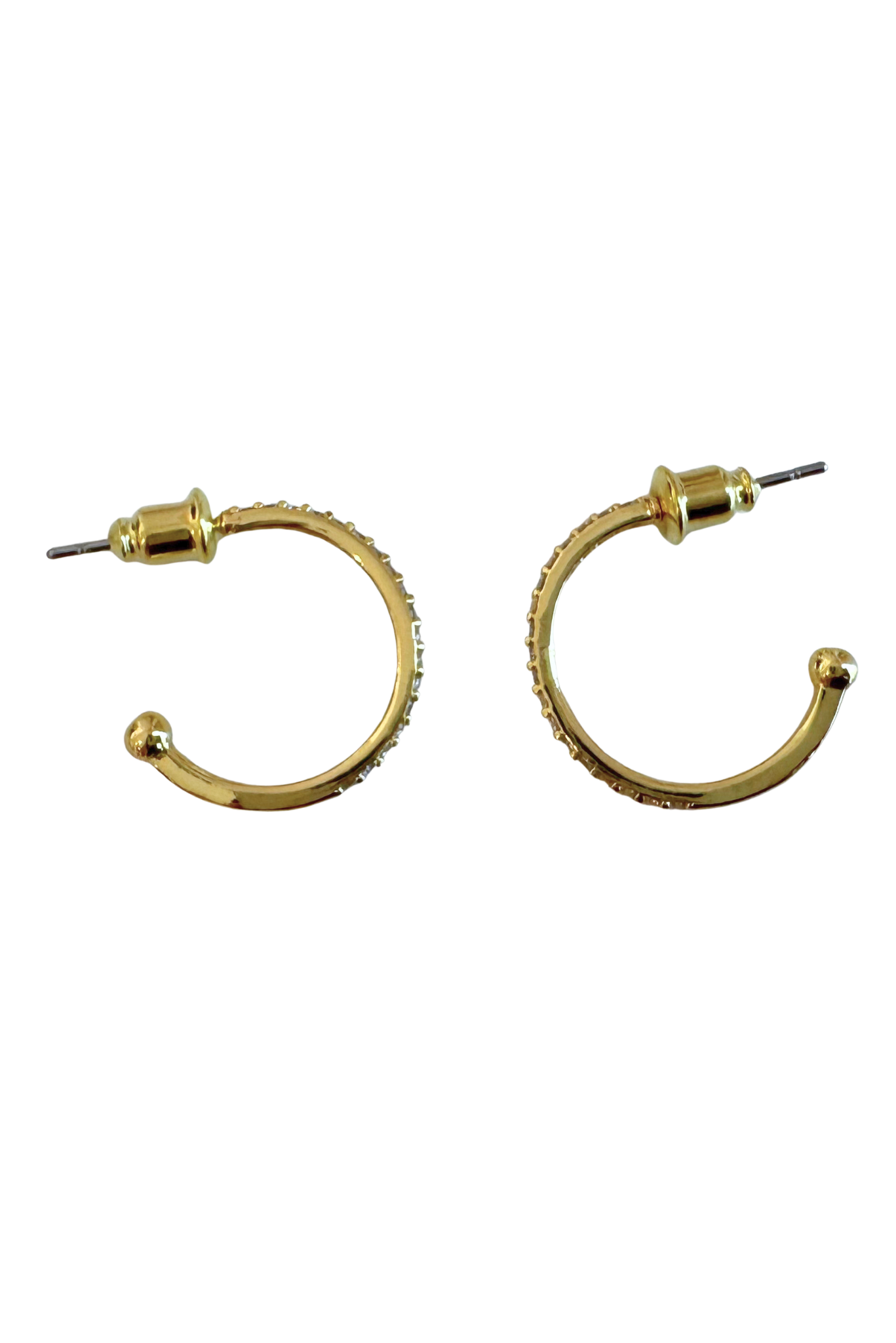 Gold Rhinestone Small Hoop Stud Earrings