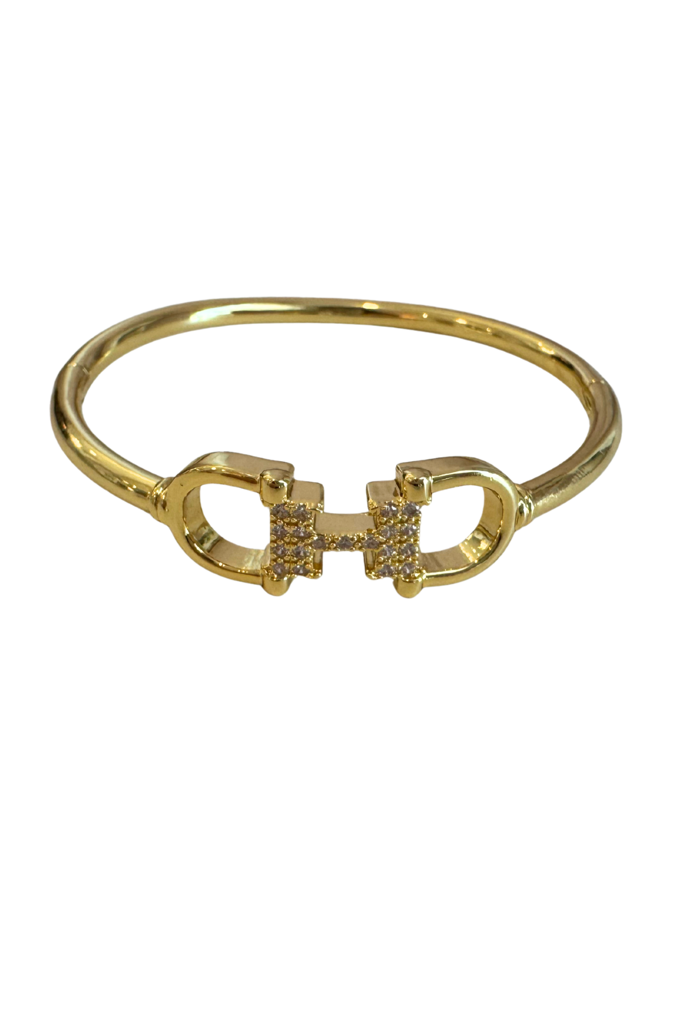 Gold Rhinestone Horsebit Cuff Bracelet