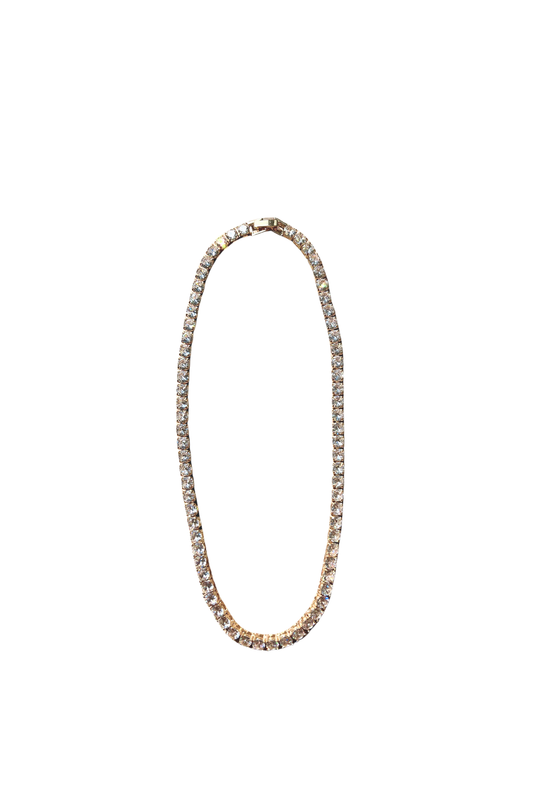 Gold Rhinestone Tennis Necklace