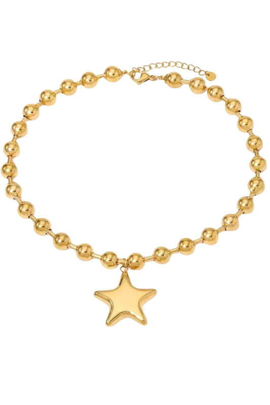 Gold Star Beaded Necklace