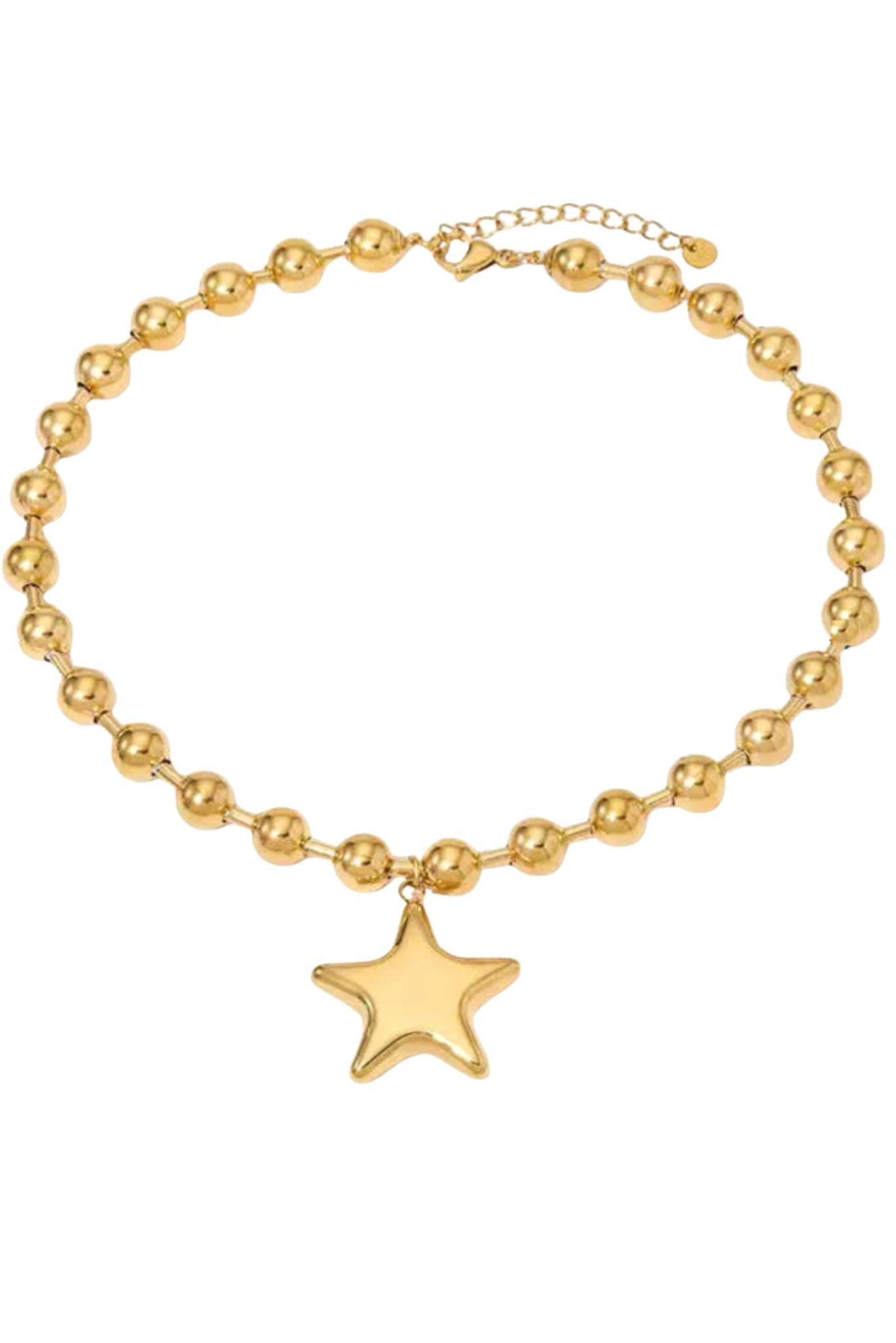 Gold Star Beaded Necklace