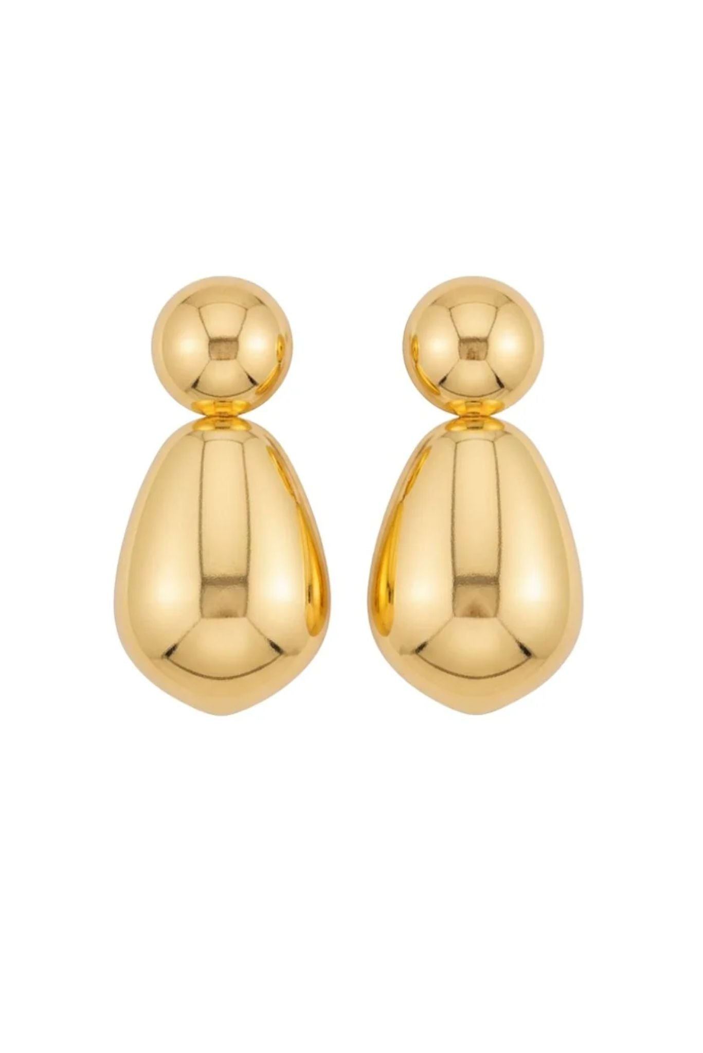 Gold Double Ball Drop Earrings