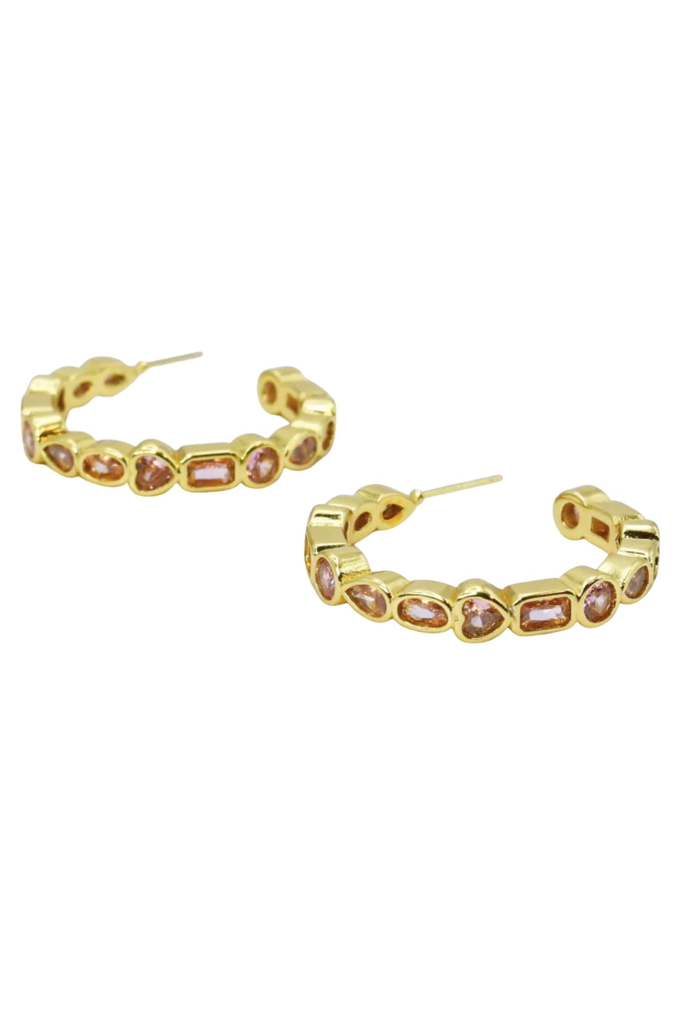 Pink Gem Bliss Hoop Earrings
