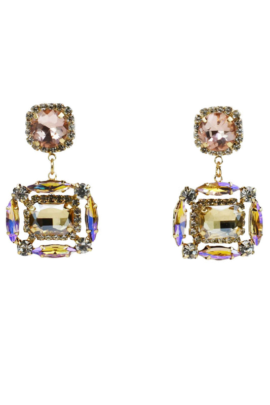 Time To Shine Brown Crystal Statement Earrings