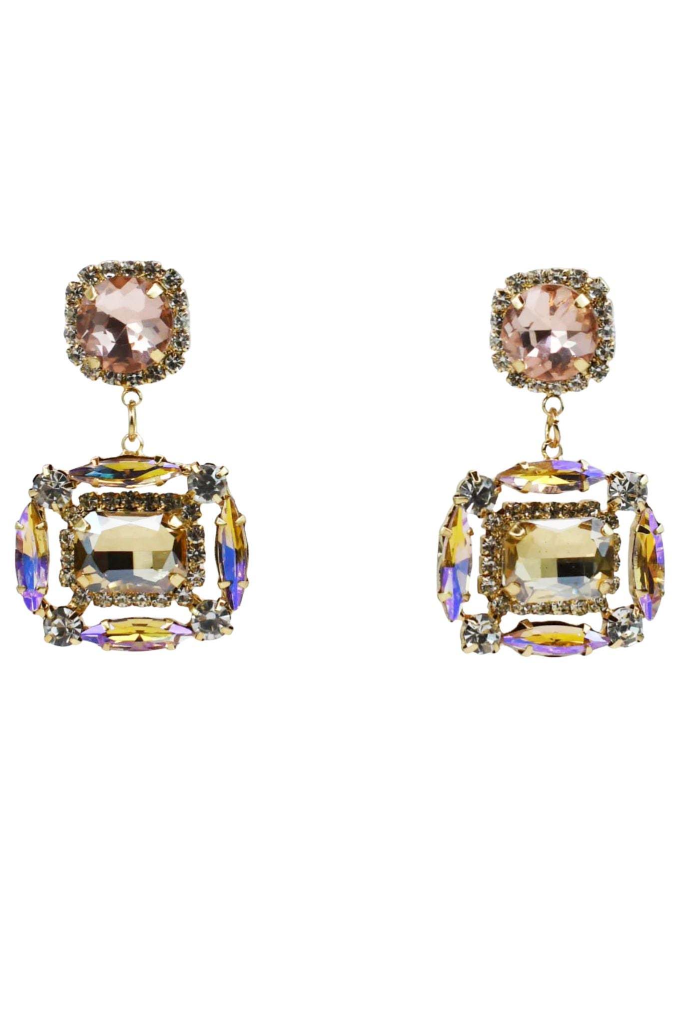 Time To Shine Brown Crystal Statement Earrings