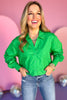 Green Oversized Collared Button Down Cut Out Back Top, top, green top, green blouse, must have top, elevated top, elevated style, summer top, summer style, Shop Style Your Senses bu Mallory Fitzsimmons, SSYS by Mallory Fitzsimmons