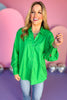 Green Oversized Collared Button Down Cut Out Back Top, top, green top, green blouse, must have top, elevated top, elevated style, summer top, summer style, Shop Style Your Senses bu Mallory Fitzsimmons, SSYS by Mallory Fitzsimmons