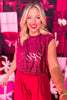 SSYS Berry Sequin Top In Maroon