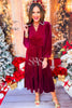 SSYS Snow Velvet Rhinestone Collar Maxi Dress In Maroon
