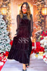 SSYS Winter Velvet Sheer Sleeve Maxi Dress In Black