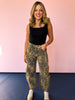 Brown Animal Print Mid Rise Barrel Pants