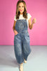 SSYS Mila Denim Barrel Overalls, comfy, versatile, unique, casual, roomy, pocket details, belt loops, adjustable straps, ssys by mallory fitzsimmons