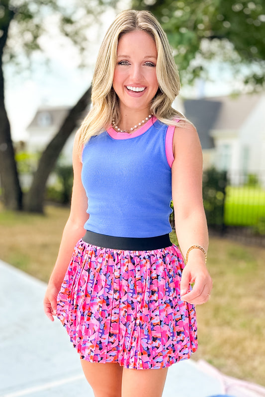 SSYS Lottie Pleated Skort In Pink Camo