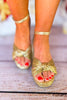 Gold Metallic Pleated Knot Platform Heels