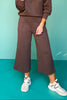 SSYS Lee Horsebit Quilted Suede Piping Wide Leg Crop Pants In Brown