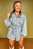 Denim Washed Front Zip Waist Strap Romper, romper, denim romper, must have romper, concert style, western style, denim chic, trendy style, trendy romper, elevated romper, mom style, ssys by mallory fitzsimmons