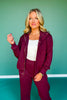 SSYS Elaina Horsebit Quilted Suede Trim Bomber Jacket In Maroon