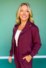 SSYS Elaina Horsebit Quilted Suede Trim Bomber Jacket In Maroon