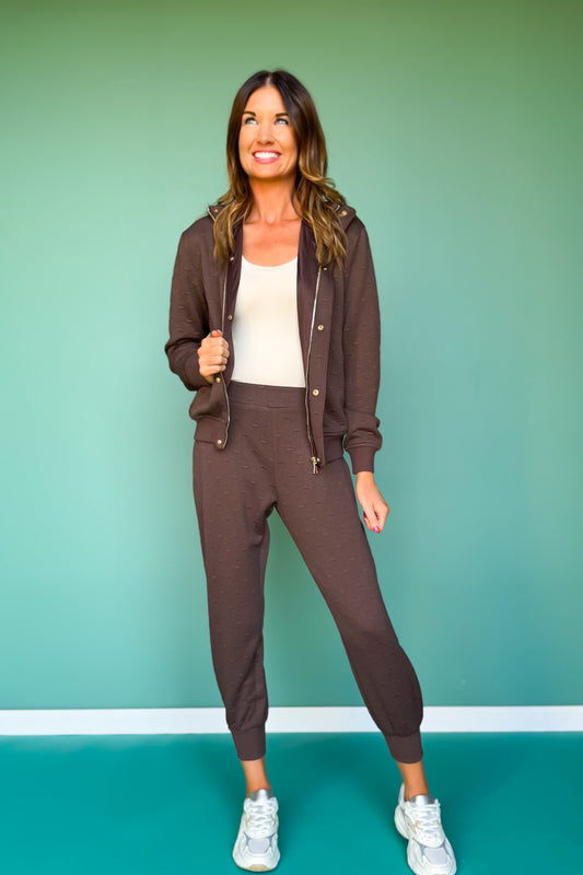 SSYS Ellis Horsebit Quilted Suede Piping Joggers In Brown