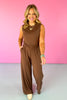 SSYS The Carmen Ruched Sleeveless Palazzo Pants Set In Brown, comfy, stretchy, lounge wear, versatile, ssys by mallory fitzsimmons