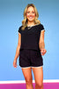 Black Contrast Trim Shorts