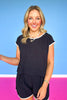 Black Contrast Trim Round Neck Short Sleeve Top