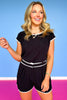 Black Contrast Trim Round Neck Short Sleeve Top