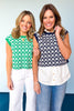 Navy Geometric Print Side Button Top