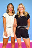 Natural Contrast Trim Round Neck Short Sleeve Top
