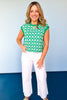 Kelly Green Geometric Print Side Button Top, new arrivals, spring ready, mom style, costal chic, old money vibes, boutique style, easy to wear, ssys by mallory fitzsimmons