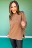 SSYS Foster Mock Neck Solid Sweatshirt In Brown