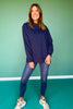 SSYS Foster Mock Neck Solid Sweatshirt In Navy