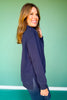 SSYS Foster Mock Neck Solid Sweatshirt In Navy