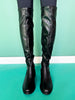 Black Knee High Slim Boots