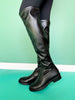 Black Knee High Slim Boots