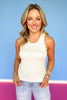 SSYS Signature Double Lined Racerback Tank Top In Ivory
