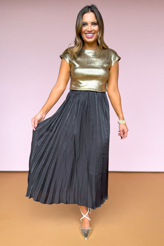 Black Pleated Midi Skirt *FINAL SALE*