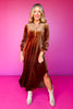 SSYS Marjorie Long Sleeve Velvet Midi Dress In Chocolate