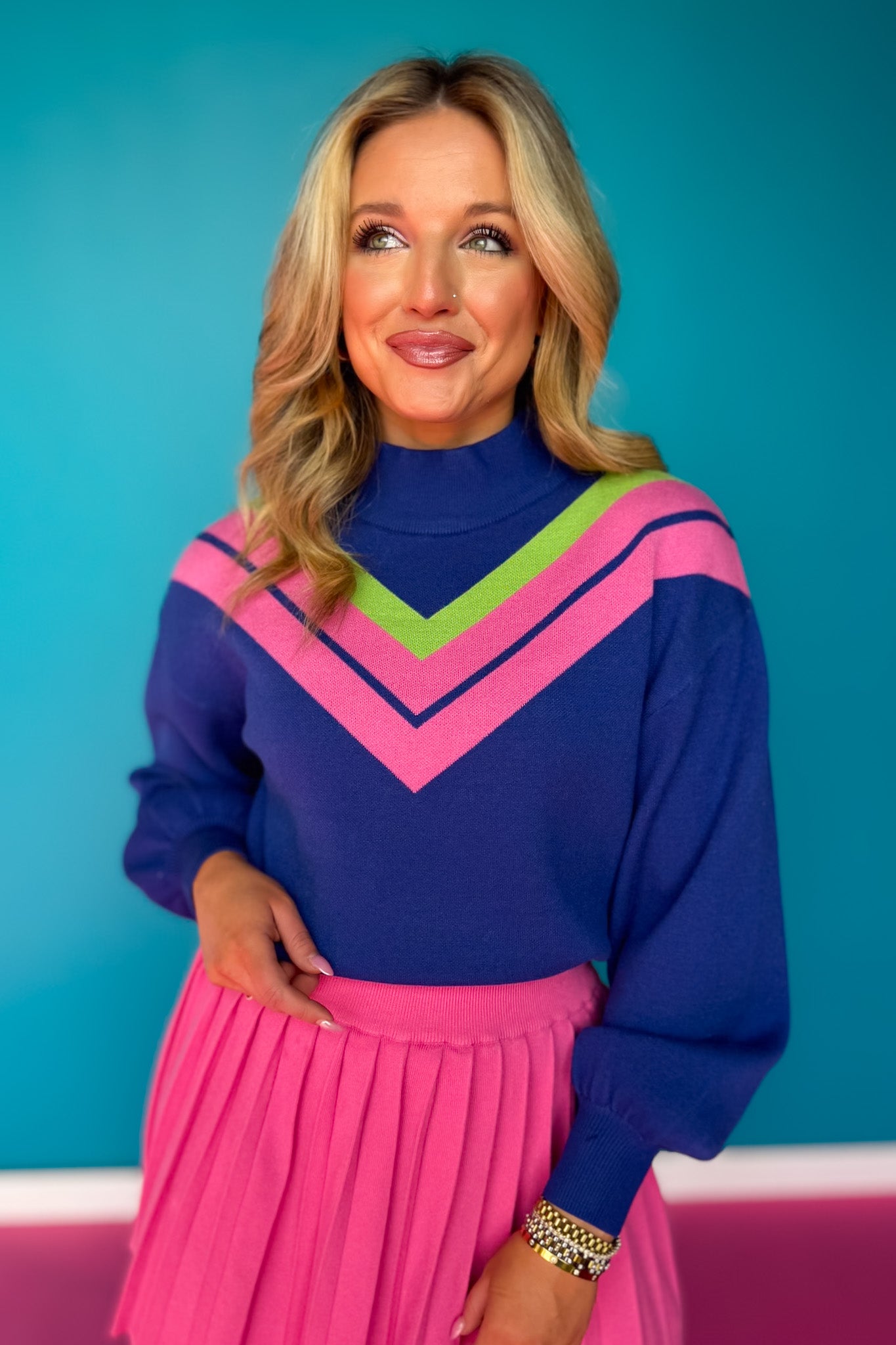 *PRE-AUTHORIZE* SSYS Aspen Mock Neck Sweater Royal