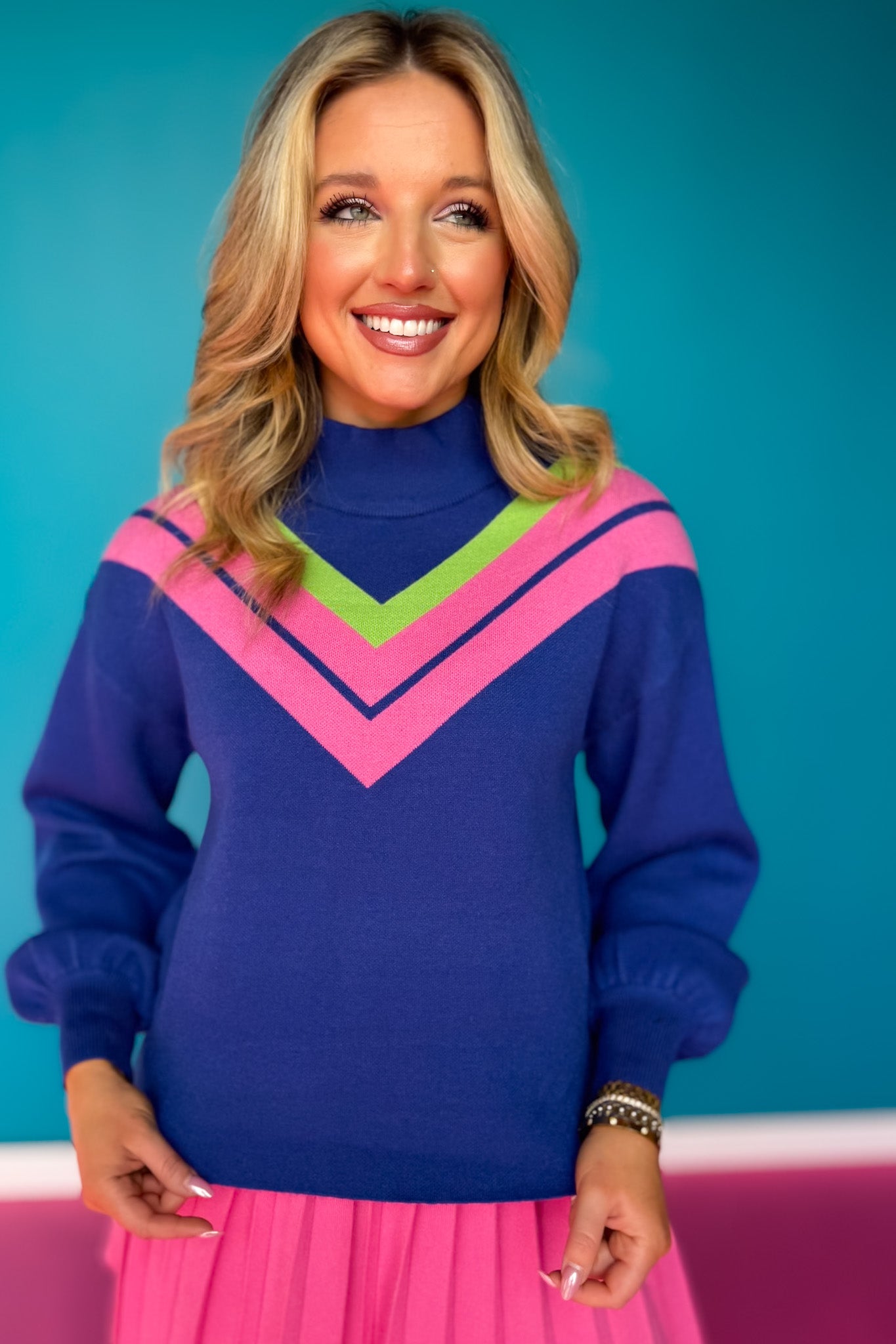 *PRE-AUTHORIZE* SSYS Aspen Mock Neck Sweater Royal