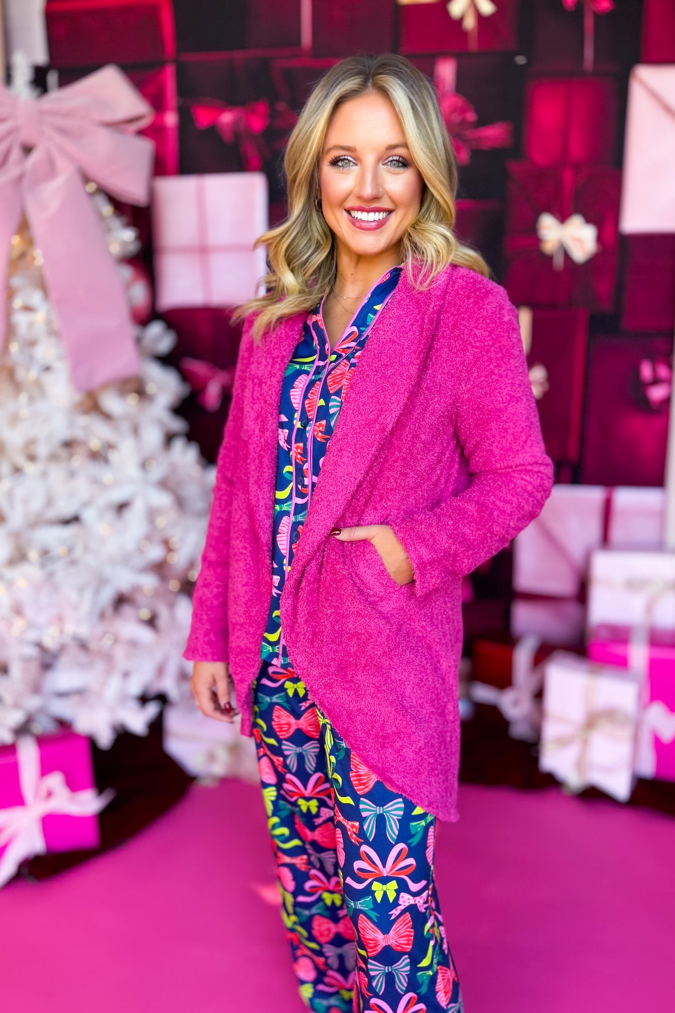 SSYS Winnie Open Shawl Cardigan In Pink