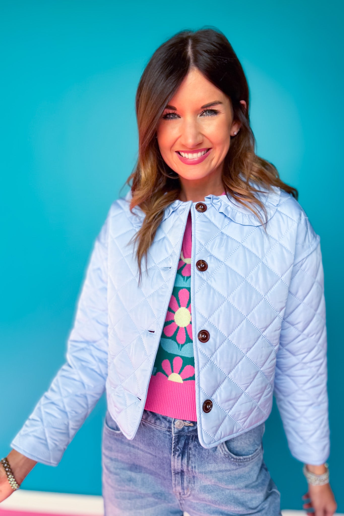 SSYS Charlotte Quilted Jacket In Cornflower
