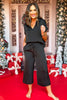 SSYS The Short Sleeve V Neck Cropped Blakely Pajamas In Black *FINAL SALE*