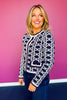 SSYS Martha Lattice Cardigan In Navy
