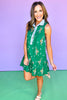 THML Green Floral Contrast Collar Sleeveless Dress