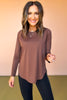 SSYS Long Sleeve Mesh Back Active Top In Brown